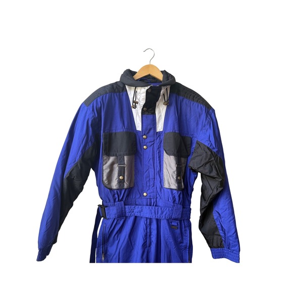 VTG OSSI Skiwear 90s Y2K One Piece Ski Suit Size L Colorblock Retro Insulated - Picture 2 of 12